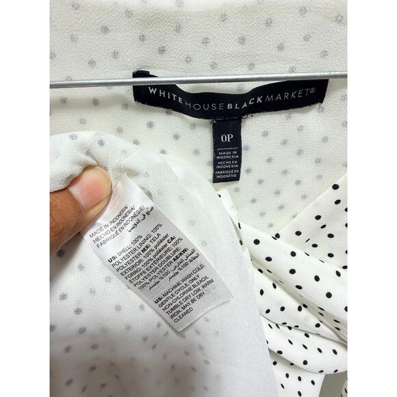 White House Black Market Women’s Polka Dot Button Front Blouse Size 0P Petite - Picture 6 of 12